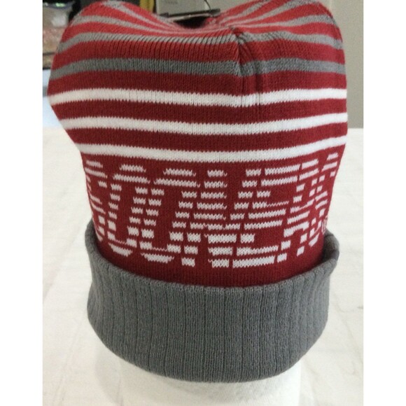 Top of the World Cap Hat Men’s One Size Gray Red Oklahoma Sooners Cuffed Knit - Picture 2 of 10